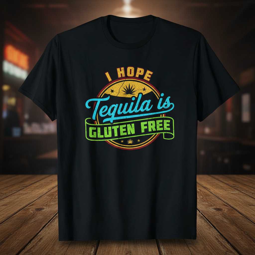 I Hope Tequila Is Gluten Free Funny Vintage Graphic T-Shirt Novelty Tee Gift