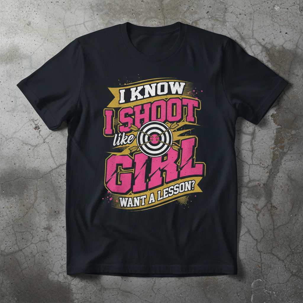 I Know I Shoot Like a Girl Want a Lesson Archery Graphic T-Shirt Tee Gift Idea