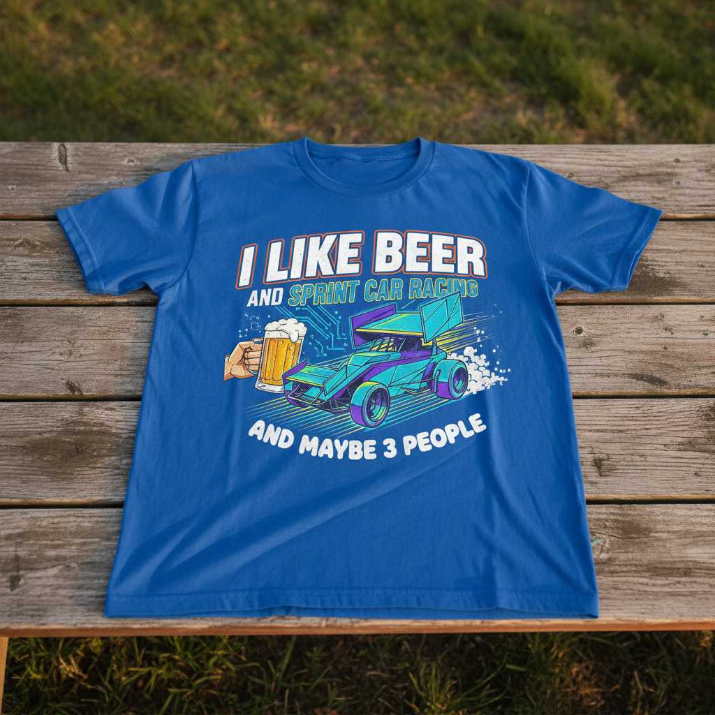 I Like Beer And Sprint Car Racing And Maybe 3 People T-Shirt Tee Graphic Gift