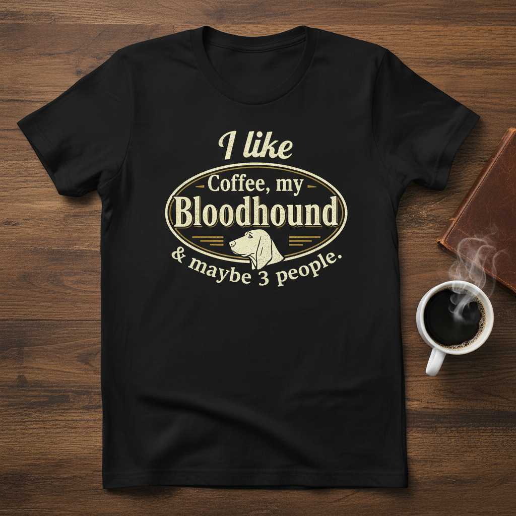I Like Coffee My Bloodhound And Maybe 3 People T-Shirt Tee Dog Lover Gift