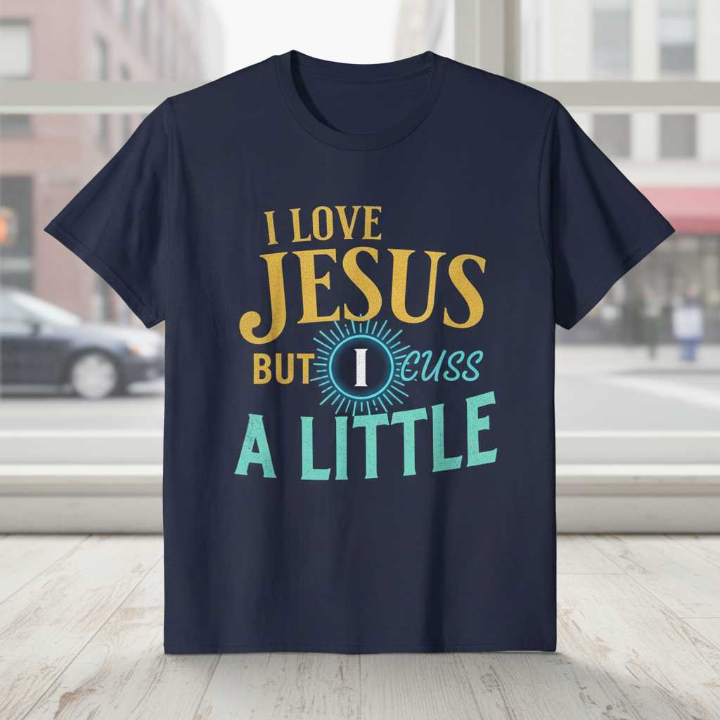 I Love Jesus But I Cuss A Little Graphic T-Shirt Tee Novelty Christian Gift