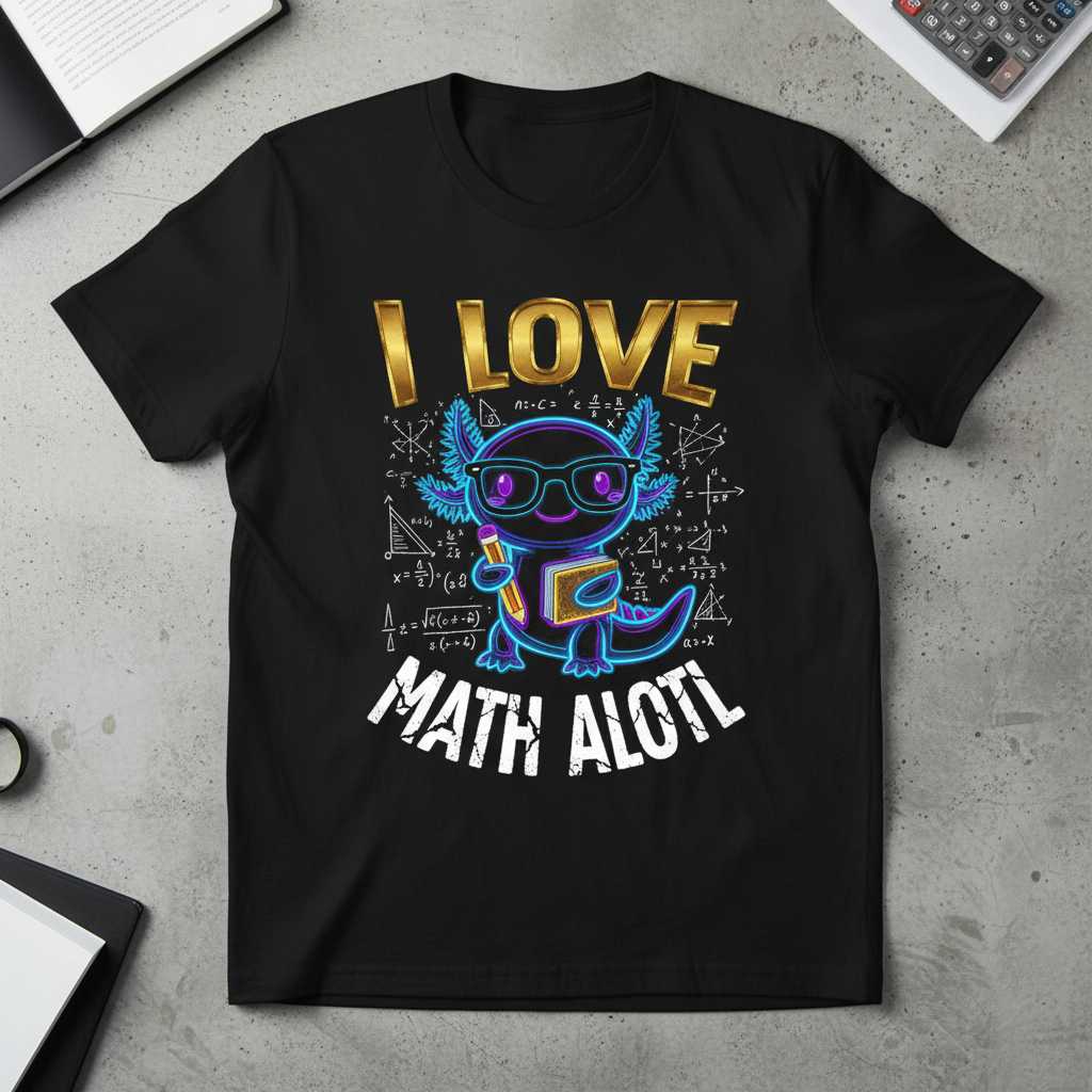 I Love Math Alotl Cute Axolotl Graphic T-Shirt Tee Gift Idea for Math Lovers