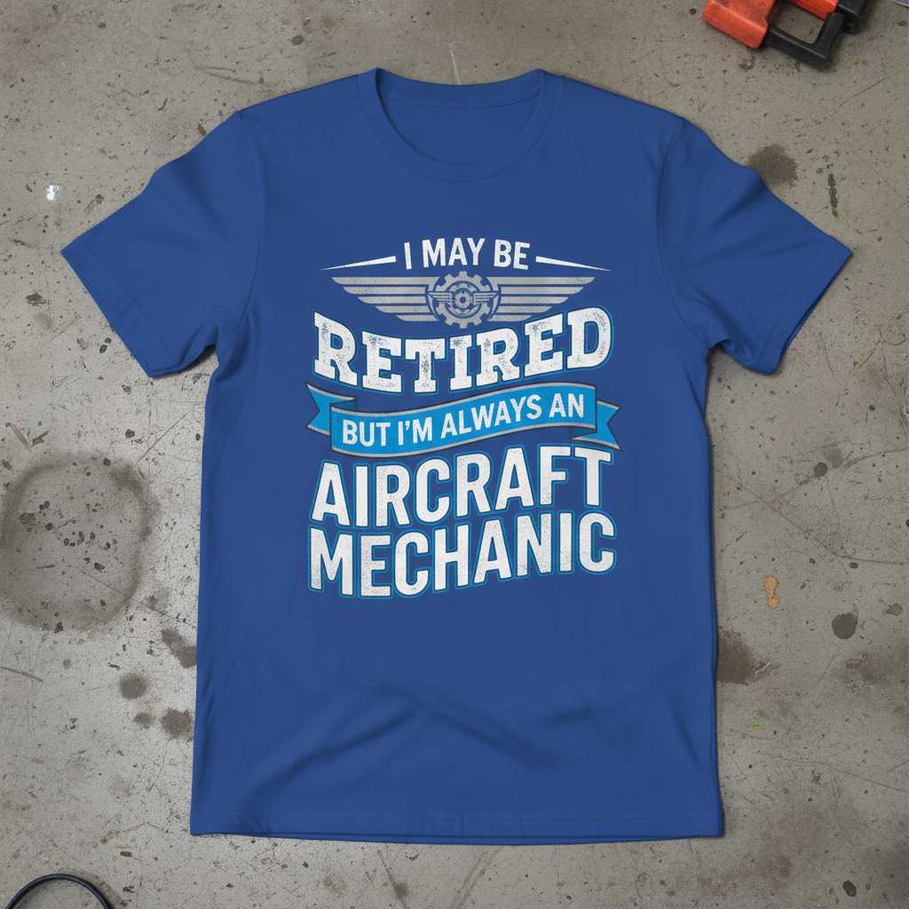 I May Be Retired But Im Always An Aircraft Mechanic T-Shirt Tee Gift for Enthusiasts