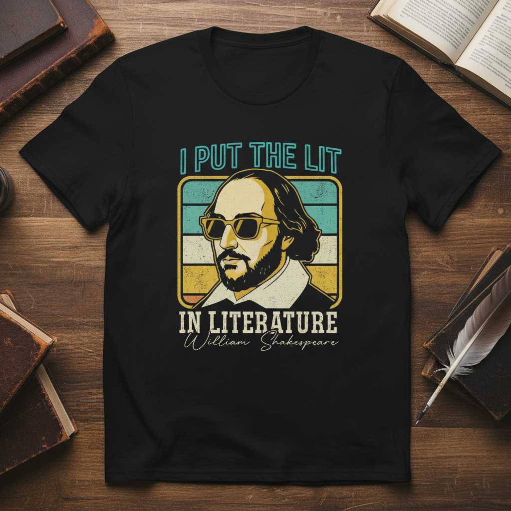 I Put The Lit In Literature Vintage Graphic T-Shirt Retro Novelty Tee Gift Idea