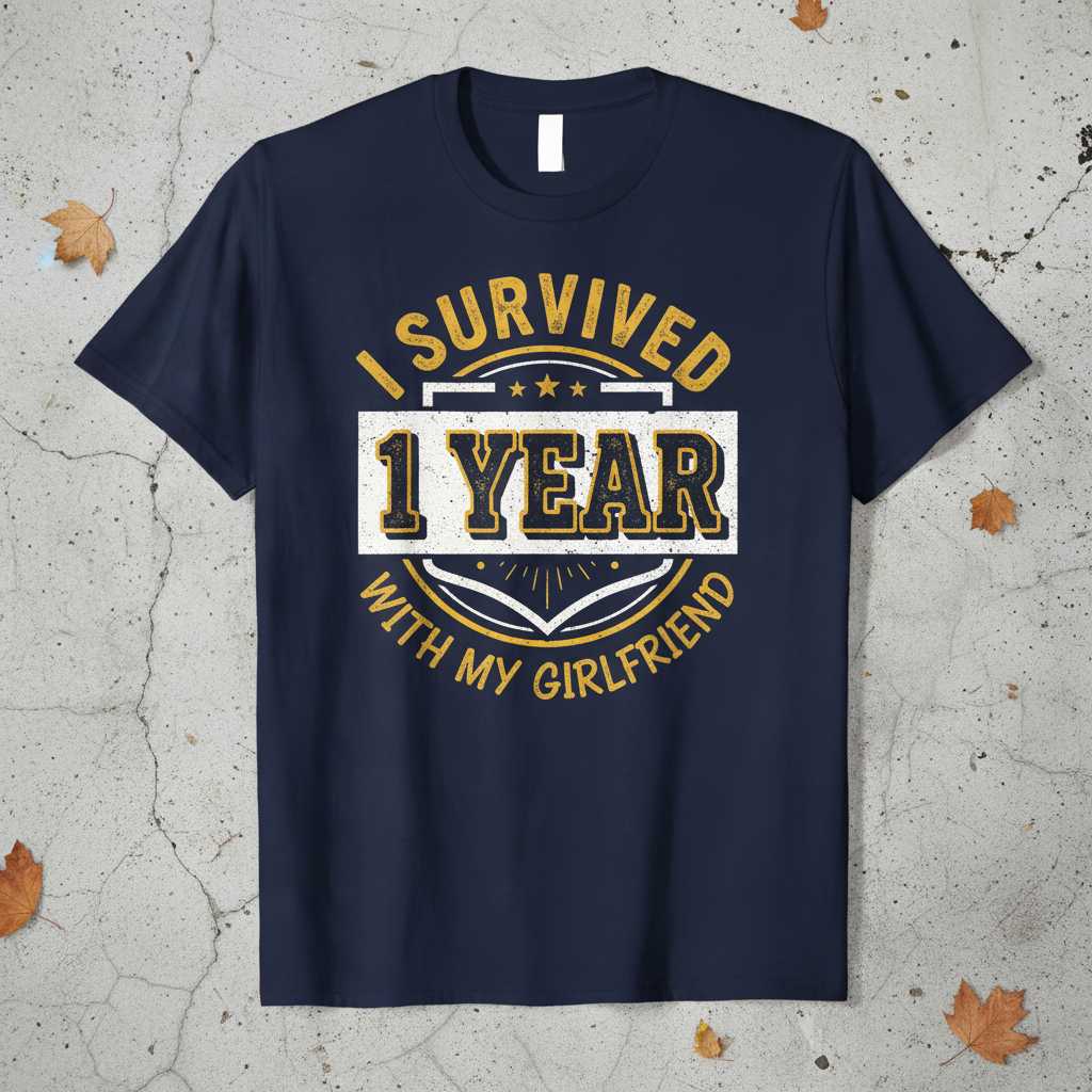 I Survived 1 Year With My Girlfriend T-Shirt Funny Anniversary Tee Gift Idea