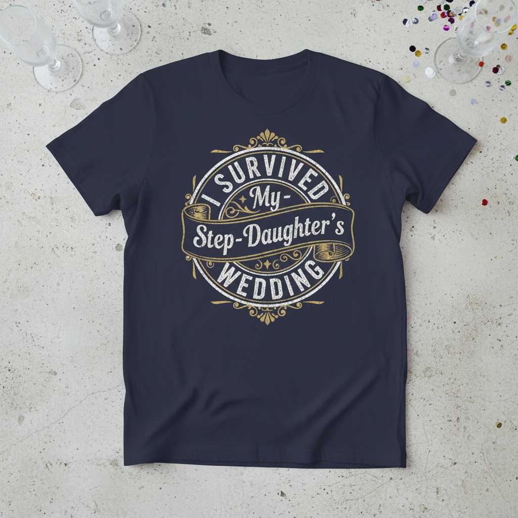 I Survived My Step-Daughter’s Wedding Graphic T-Shirt Tee Novelty Gift Idea