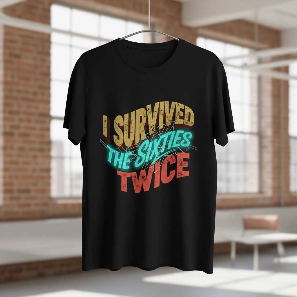I Survived The Sixties Twice Vintage Graphic T-Shirt Retro Tee Birthday Gift