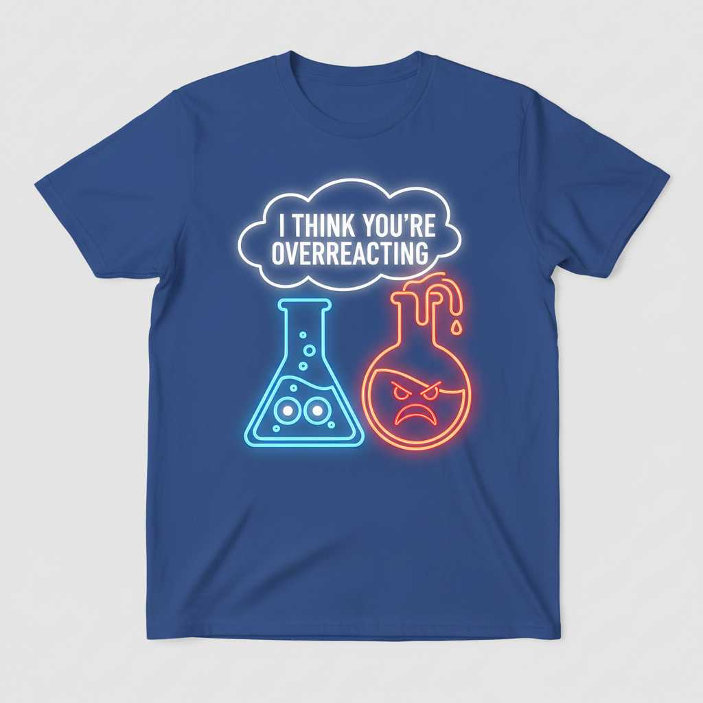I Think You’re Overreacting Funny Chemistry Graphic T-Shirt Novelty Science Tee Gift