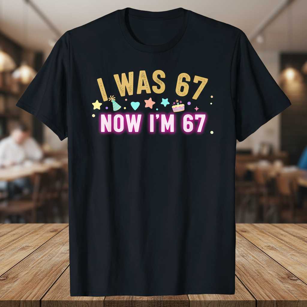I Was 67 Now I’m 67 Birthday Graphic T-Shirt Funny Novelty Tee Gift Idea