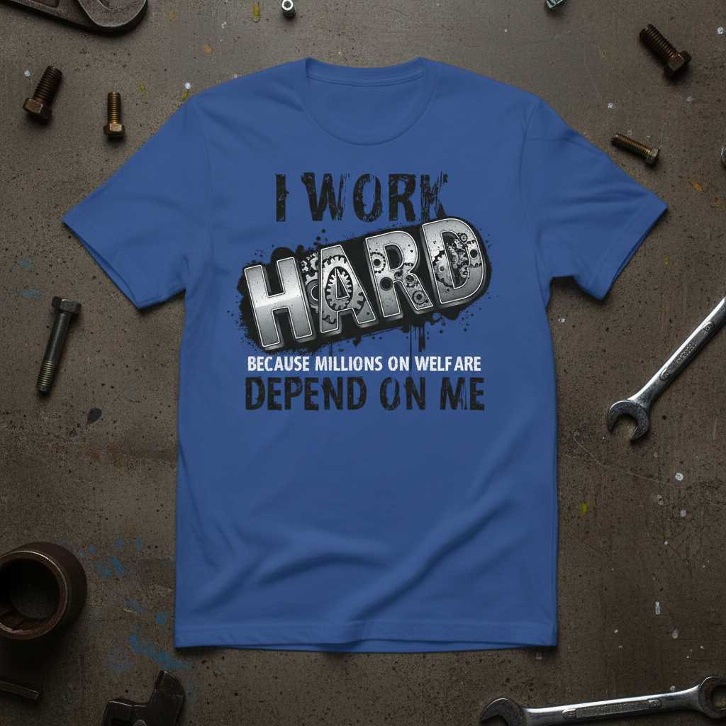 I Work Hard Because Millions on Welfare Depend on Me Graphic T-Shirt Tee Novelty Clothing Gift