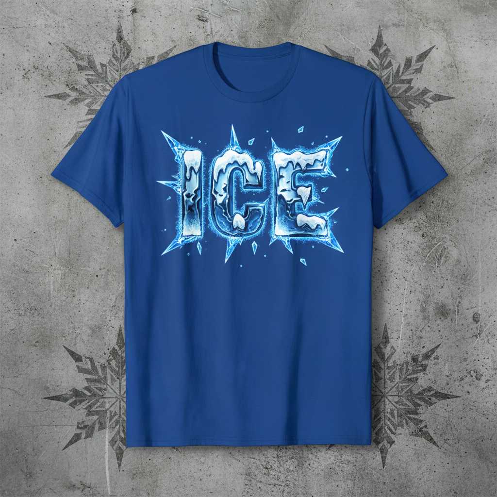 ICE Graphic T-Shirt Frozen Lettering Tee Novelty Unisex Clothing Gift Idea