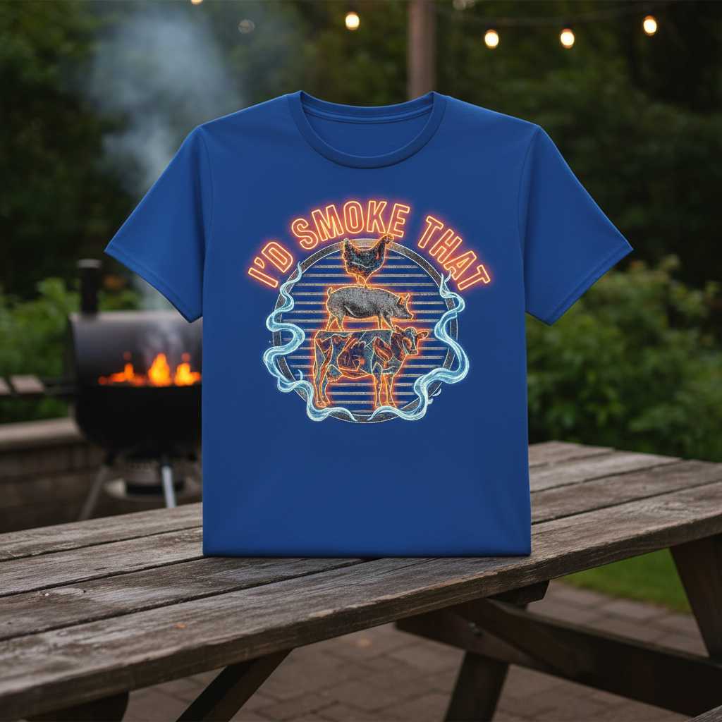 ID SMOKE THAT BBQ Graphic T-Shirt Funny Grill Lover Tee Novelty Cooking Gift