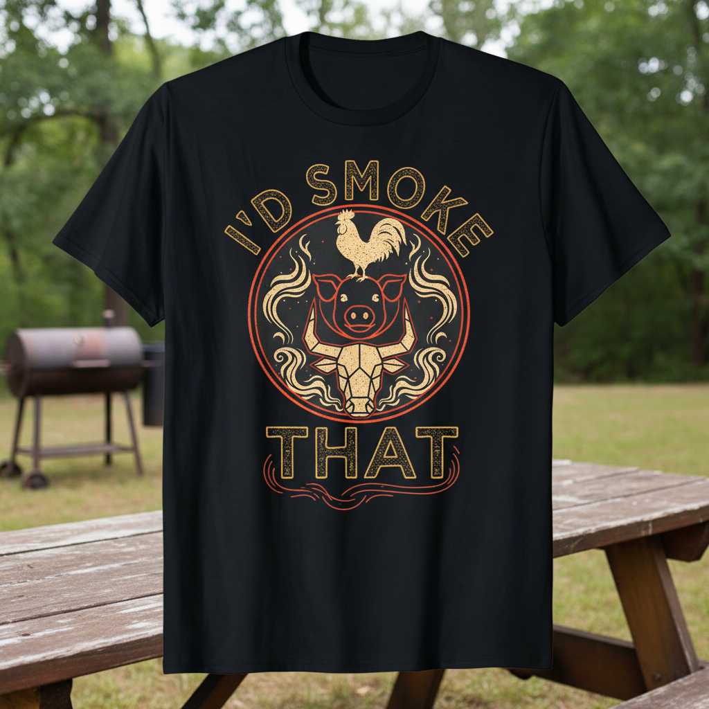 ID SMOKE THAT BBQ Grilling Graphic T-Shirt Retro Tee Gift Idea for Pitmaster Fans
