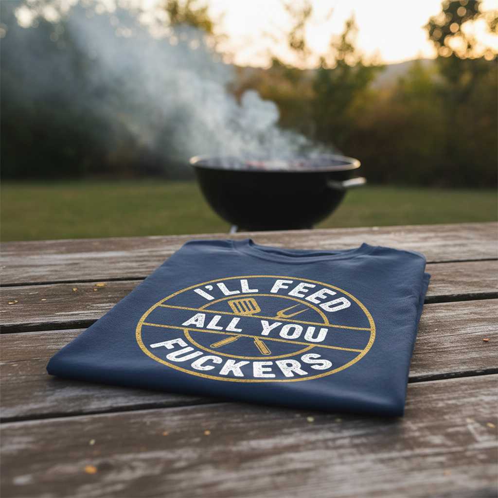 ILL FEED ALL YOU FUCKERS BBQ Graphic T-Shirt Tee Novelty Cookout Chef Gift