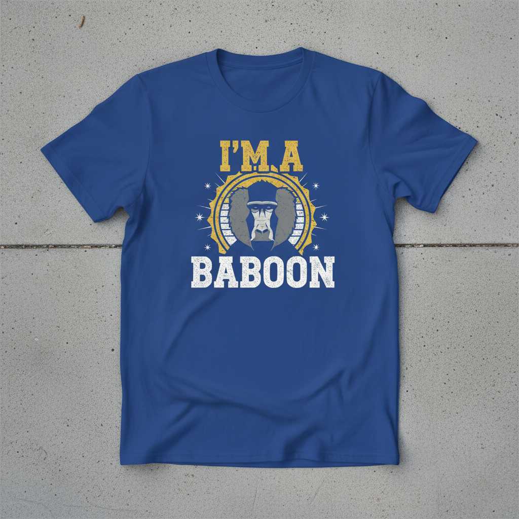 IM A Baboon Graphic T-Shirt Novelty Tee Monkey Lover Gift Idea Clothing