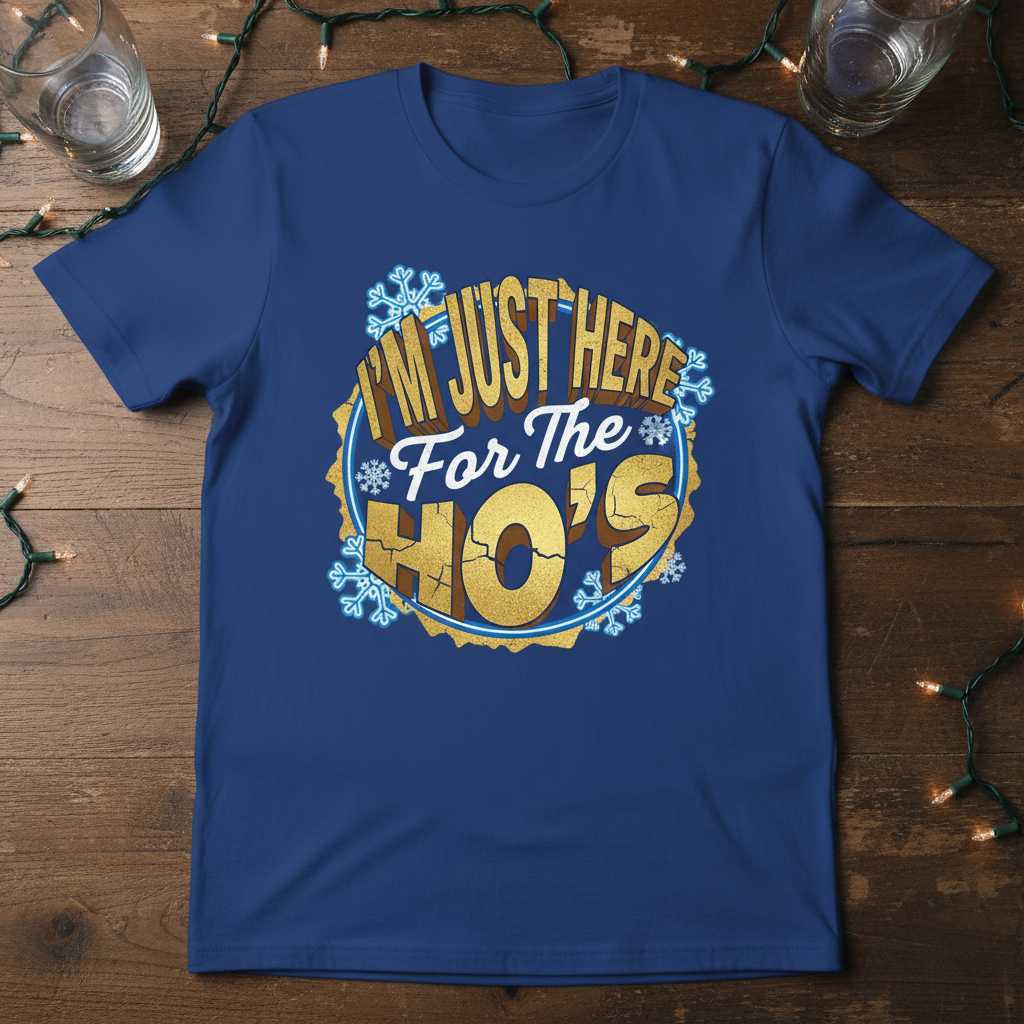 IM Just Here For The Hos Funny Christmas Graphic T-Shirt Tee Novelty Gift