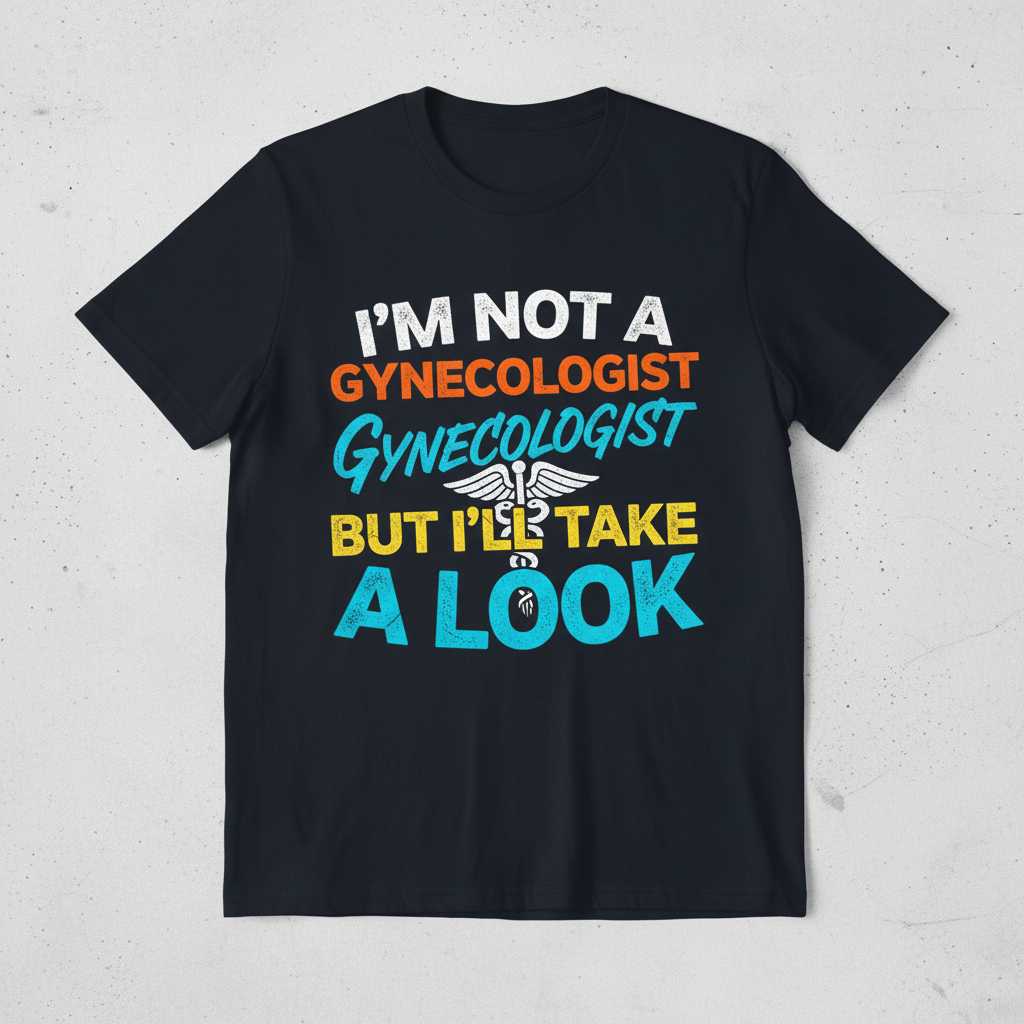 IM NOT A GYNECOLOGIST BUT ILL TAKE A LOOK Funny Graphic T-Shirt Novelty Tee Gift