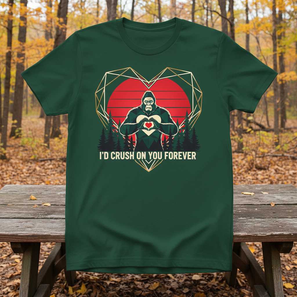 Id Crush On You Forever Bigfoot Valentine Graphic T-Shirt Tee Gift for Lover