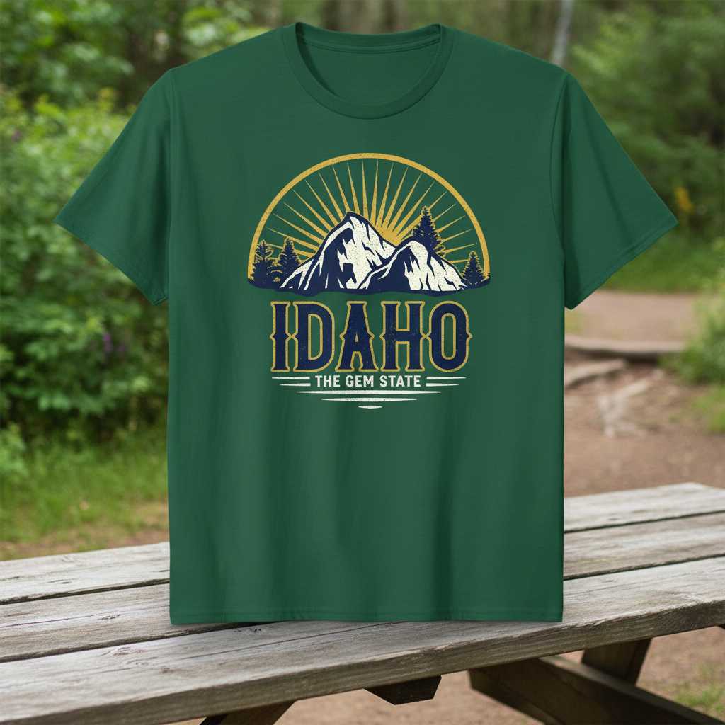 Idaho The Gem State Retro Graphic T-Shirt Tee Vintage Souvenir Gift for Fans