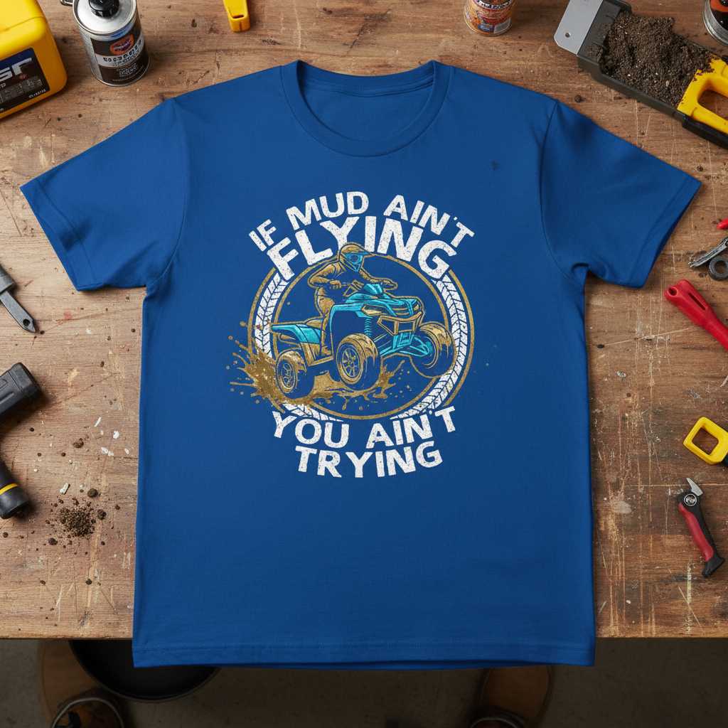If Mud Ain’t Flying You Ain’t Trying ATV Rider Graphic T-Shirt Quad Fan Tee Gift