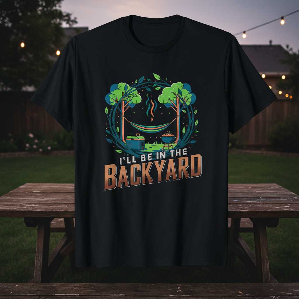 Ill Be In The Backyard Graphic T-Shirt Tee Novelty Gift for BBQ Lovers