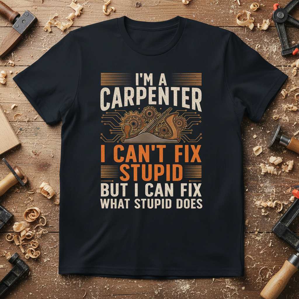 Im A Carpenter I Cant Fix Stupid But I Can Fix What Stupid Does T-Shirt Tee Gift