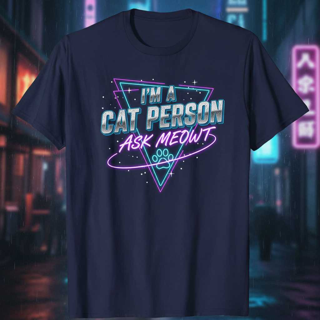 Im A Cat Person Ask Meowt T-Shirt Retro Graphic Tee Novelty Gift for Cat Lovers