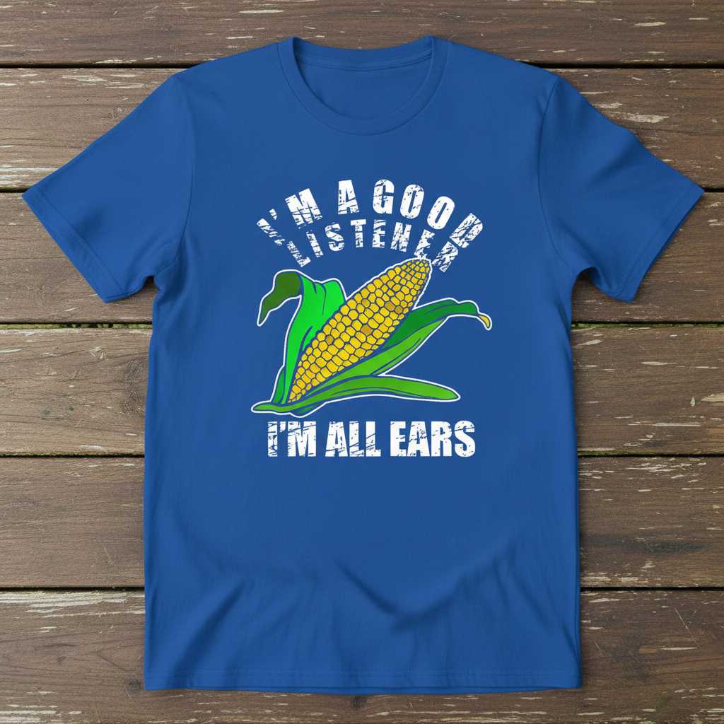 Im A Good Listener Im All Ears Funny Corn Graphic T-Shirt Tee Gift Idea