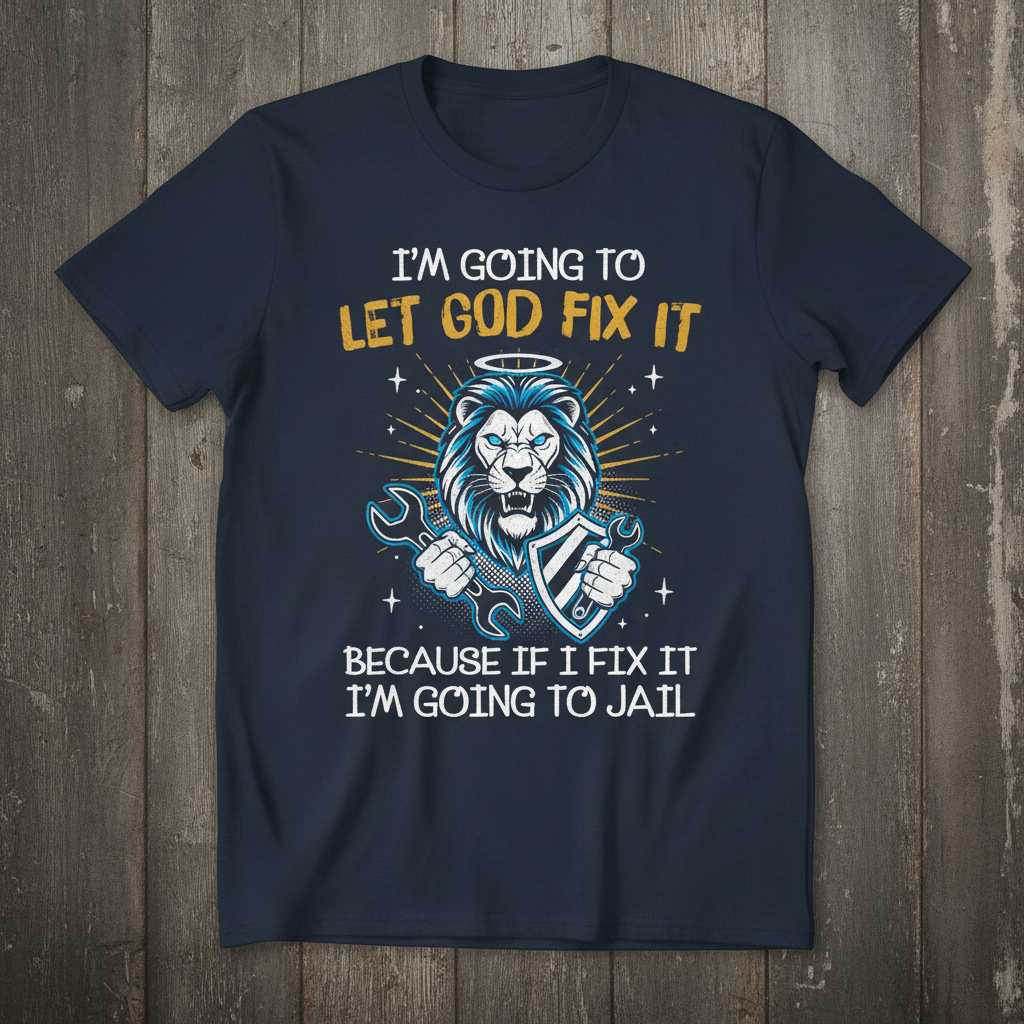 Im Going To Let God Fix It Because If I Fix It Im Going To Jail T-Shirt Tee Gift