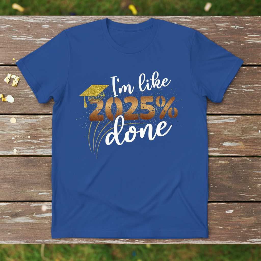 Im Like 2025% Done Graduation Graphic T-Shirt Tee Novelty Gift Clothing