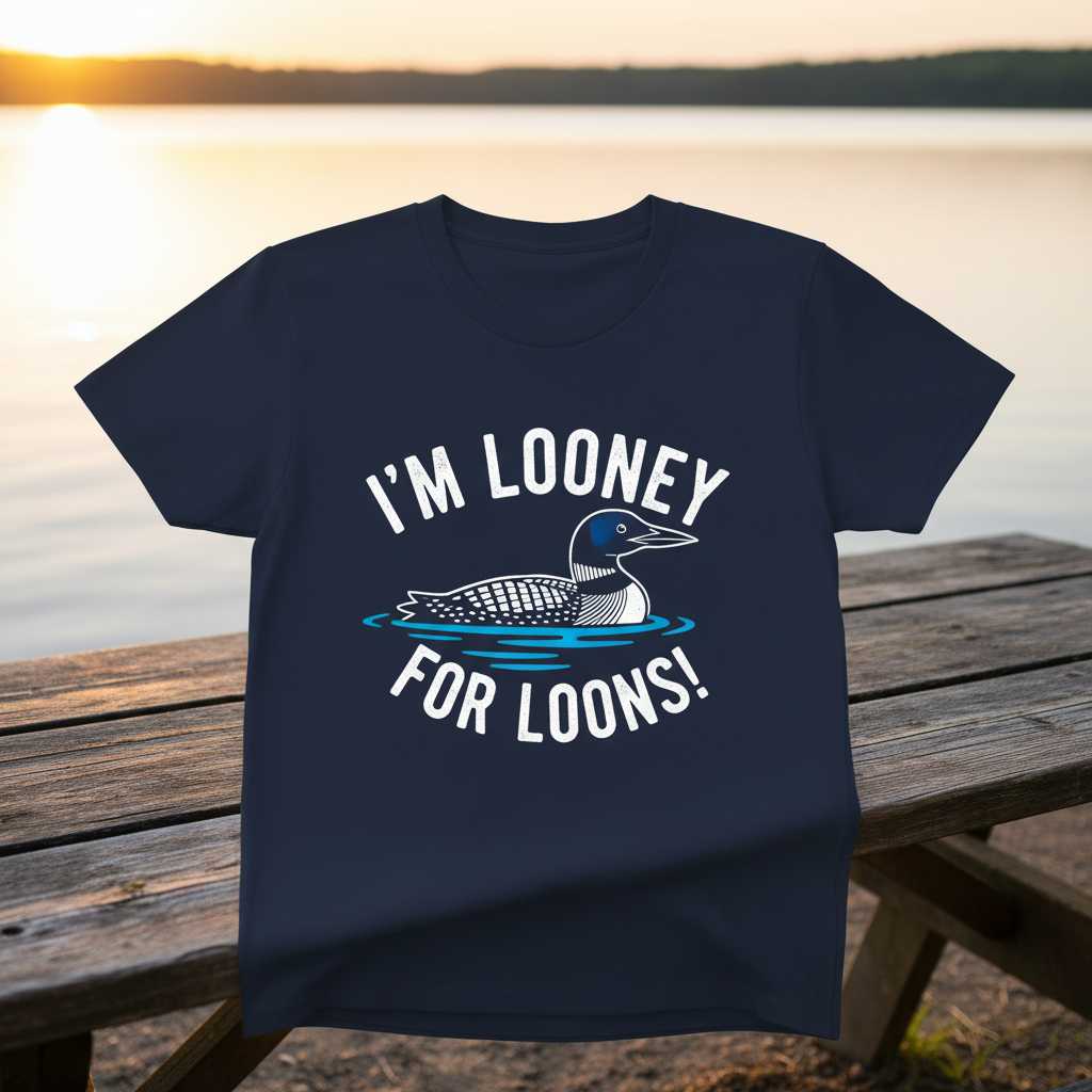 Im Looney For Loons T-Shirt Funny Bird Lover Graphic Tee Novelty Gift Idea