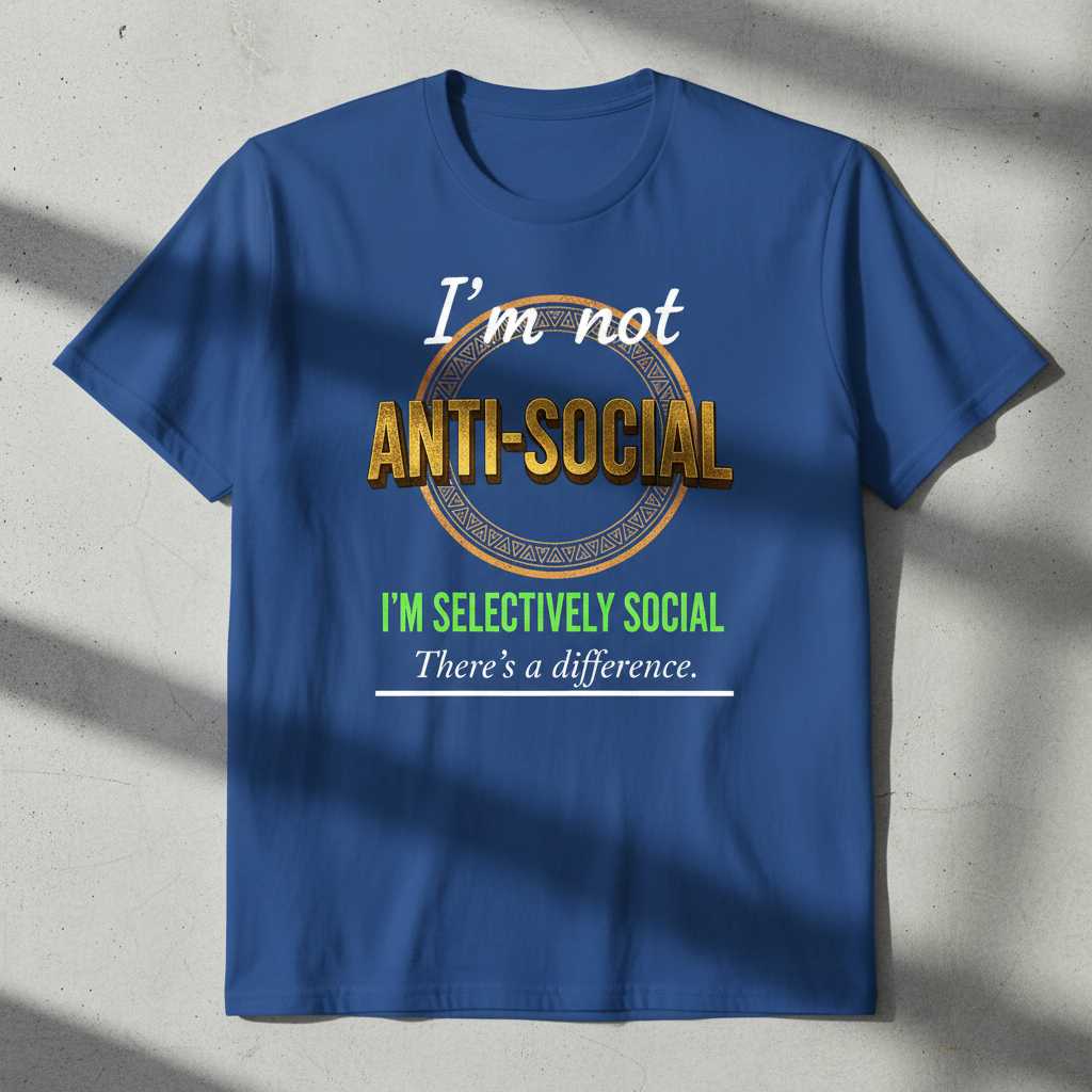 Im Not Anti-Social Im Selectively Social Graphic T-Shirt Tee Novelty Gift Idea