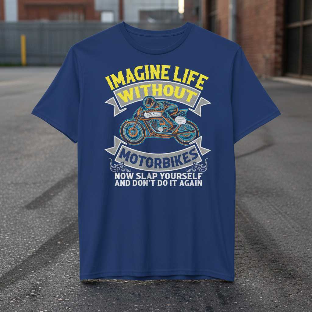 Imagine Life Without Motorbikes Now Slap Yourself Tee T-Shirt Graphic Biker Gear