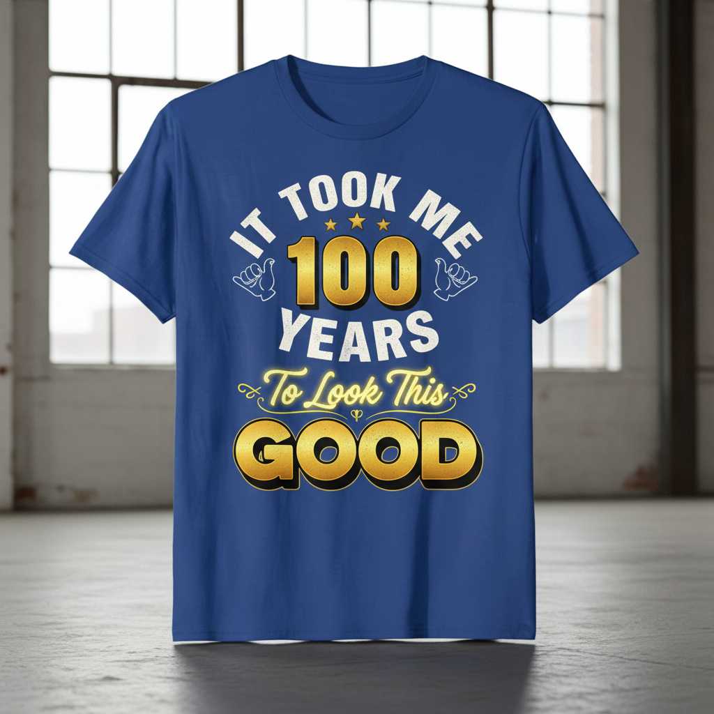 It Took Me 100 Years To Look This Good Graphic T-Shirt Tee Novelty Gift Idea