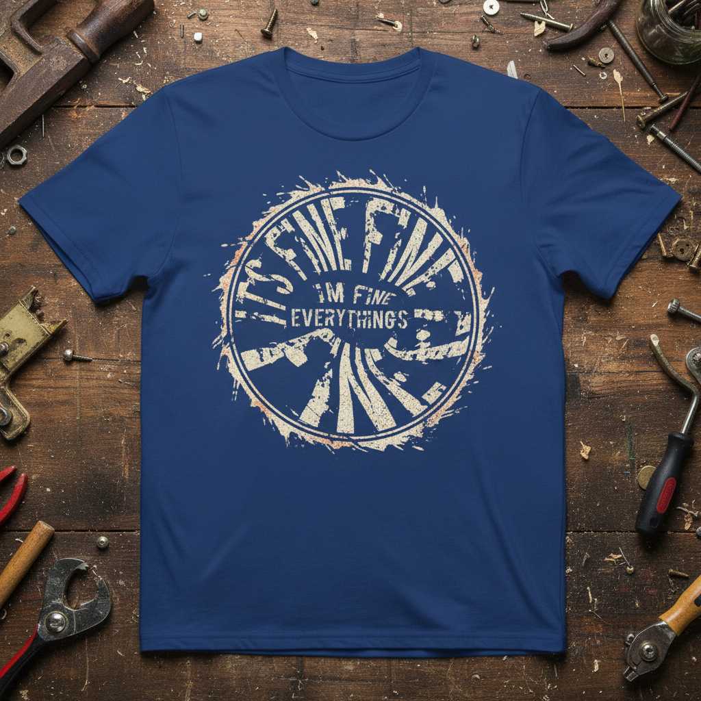 Its Fine Im Fine Everythings Fine Distressed Graphic T-Shirt Tee Novelty Gift
