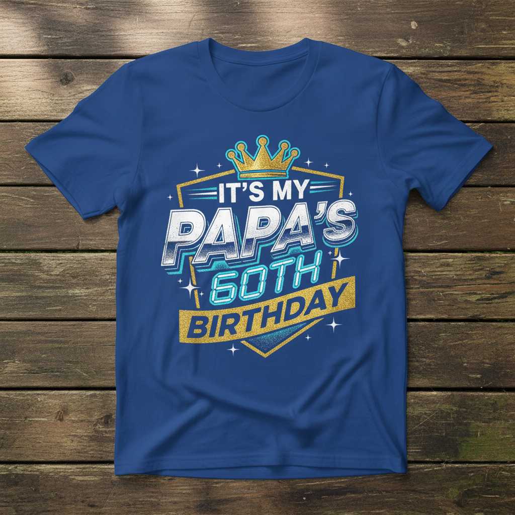 Its My Papas 60th Birthday Graphic T-Shirt Tee Gift Idea for Dad Grandpa