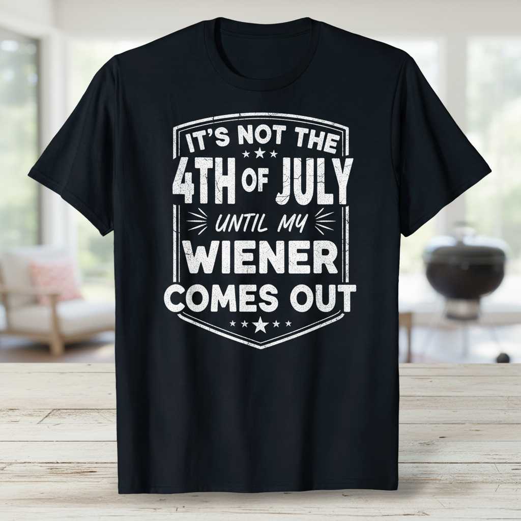 Its Not The 4th Of July Until My Wiener Comes Out Funny Graphic T-Shirt Tee Gift