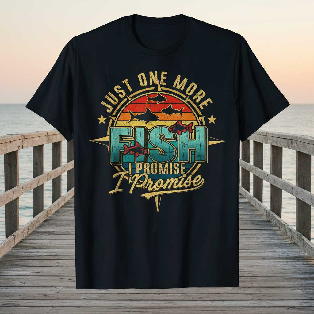 Just One More Fish I Promise Vintage Graphic T-Shirt Tee Gift for Fishing Lover