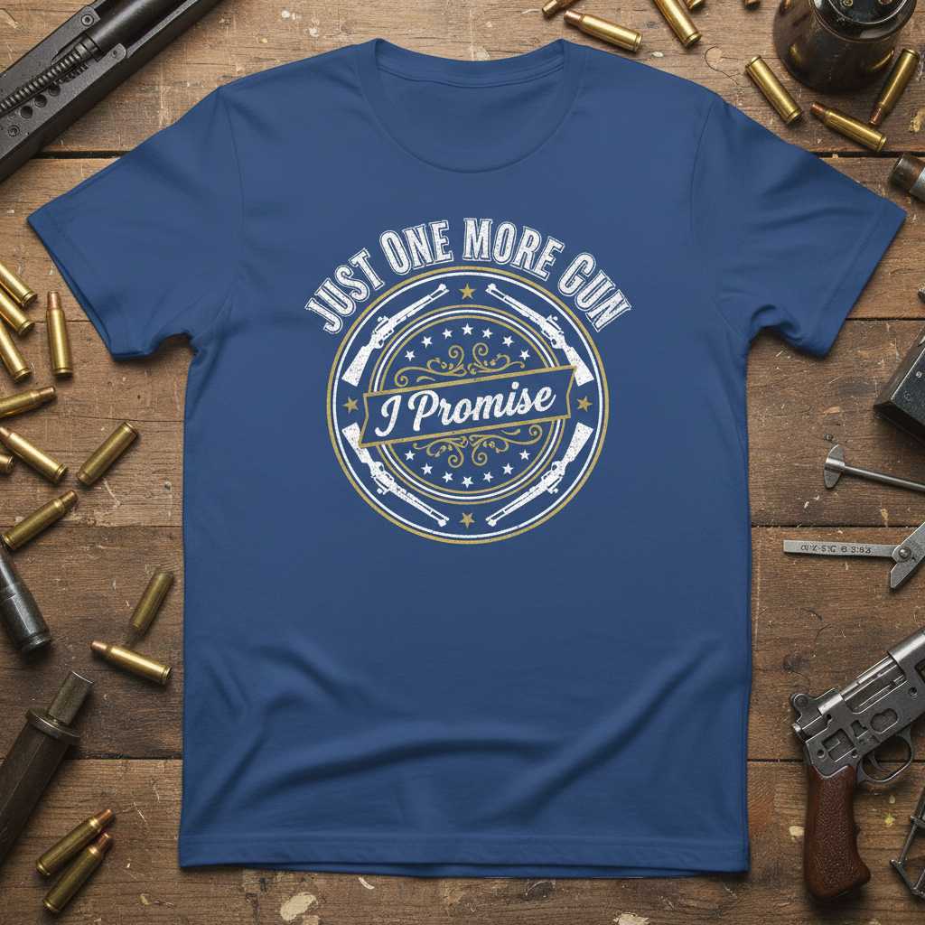 Just One More Gun I Promise Graphic T-Shirt Tee Novelty Gift for Gun Lovers