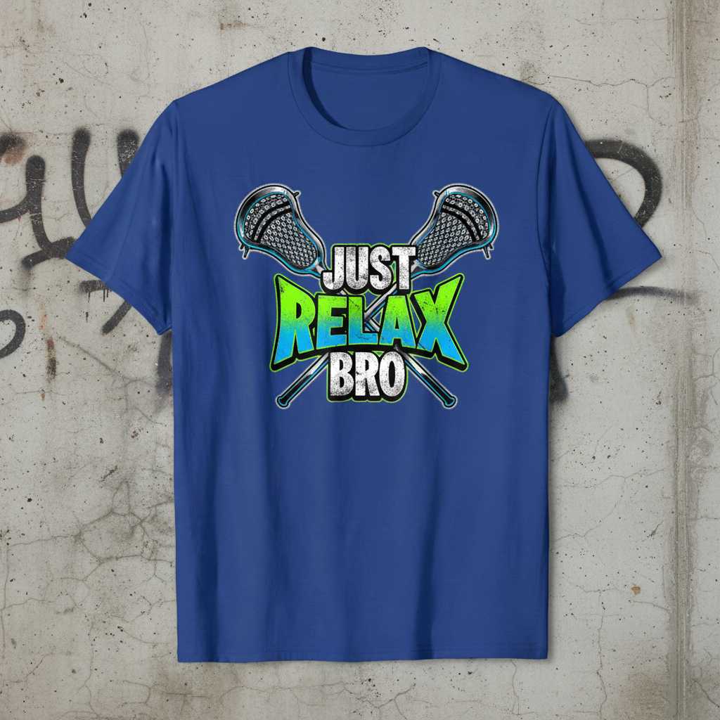 Just Relax Bro Lacrosse Graphic T-Shirt Tee Novelty Sports Fan Gift Wear