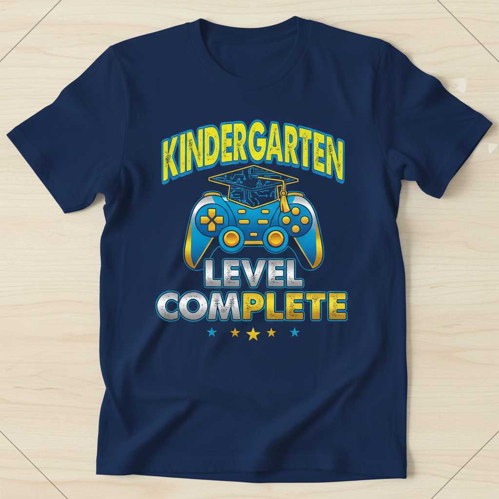 Kindergarten Level Complete Graphic T-Shirt Tee Gaming Kids Novelty Gift
