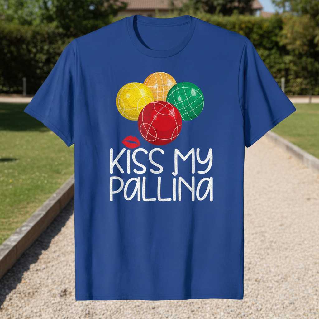 Kiss My Pallina Bocce Ball Funny Graphic T-Shirt Novelty Tee Gift for Player Fan