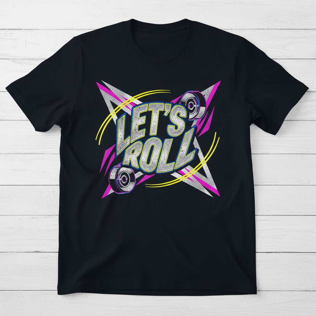 LETS ROLL Retro Roller Skate Party Graphic T-Shirt Tee Vintage Unisex Outfit