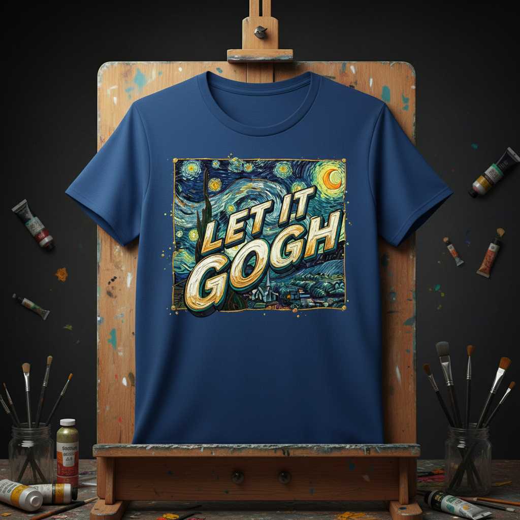 Let It Gogh Funny Art Graphic T-Shirt Van Gogh Painting Novelty Tee Gift Idea