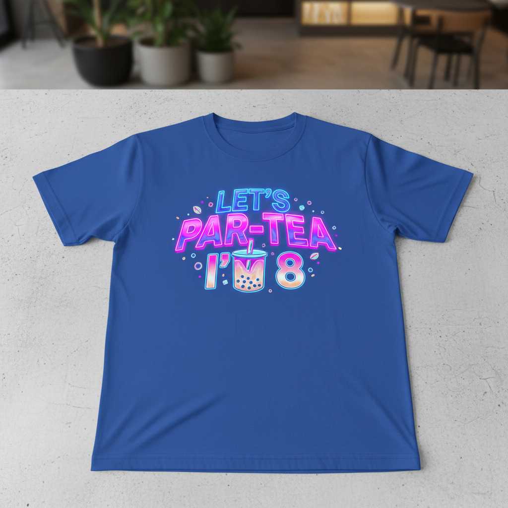 Lets Par-Tea Im 8 Bubble Tea Birthday Graphic T-Shirt Tee Gift Idea