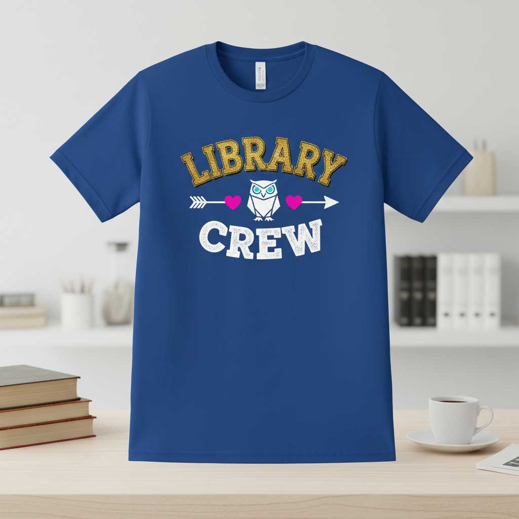 Library Crew Graphic T-Shirt Tee Novelty Book Lover Gift Idea Library Enthusiast