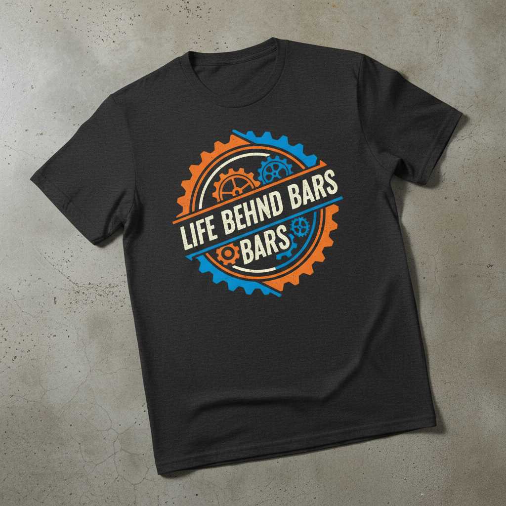Life Behind Bars Cycling Graphic T-Shirt Tee Novelty Biker Gear Gift for Enthusiasts