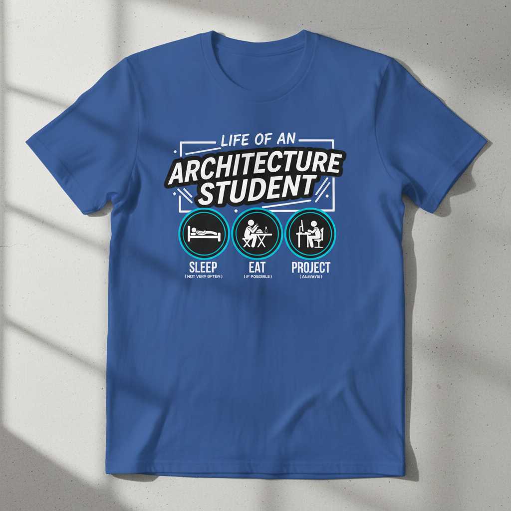 Life Of An Architecture Student Graphic T-Shirt Tee Novelty Gift For Design Lovers