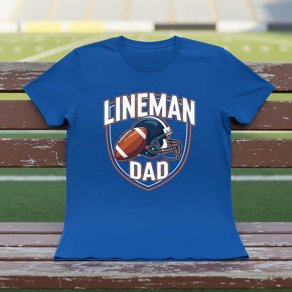 Lineman Dad Football Graphic T-Shirt Tee Novelty Sports Fan Gift Idea