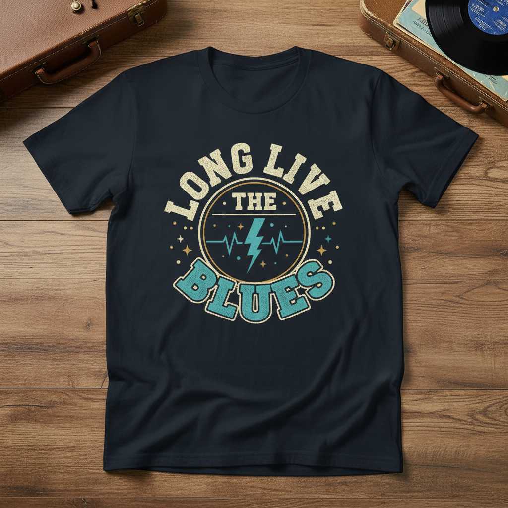 Long Live The Blues Vintage Graphic T-Shirt Tee Music Lover Gift Merch
